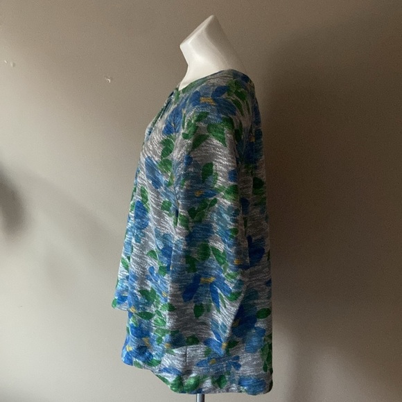 Ruby Rd. Women’s Gray Blue Floral Fleece Sweatshirt Size 2X Plus Size - Picture 3 of 4